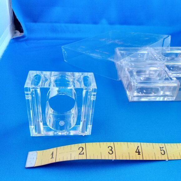 Set of 4 vintage clear plastic napkin holders salt & pepper combo in box unused - Picture 9 of 9